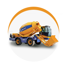 Self-loading concrete mixer