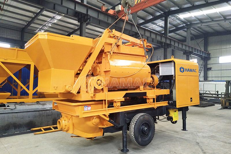 Twin Shaft Concrete Mixer with Pump