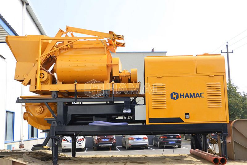 Twin Shaft Concrete Mixer with Pump